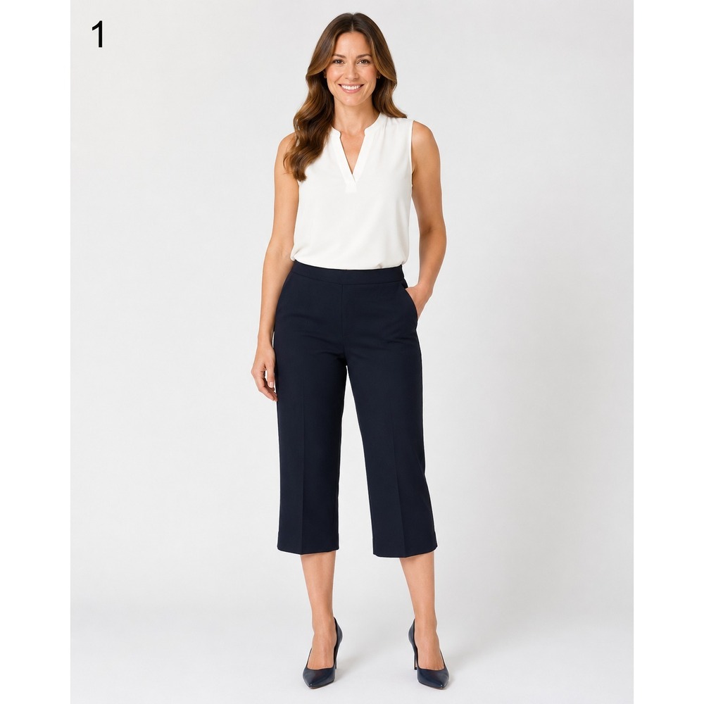 Laundry by Shelli Segal Capri Pants Womens 12 Black Polyester Side Zip